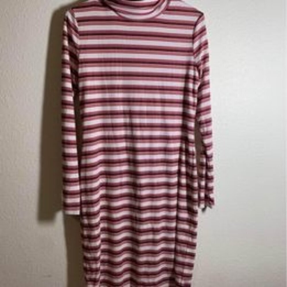 Sugar Lips Retro Long Sleeve Turtleneck Dress Womens Size Large VGUC N2